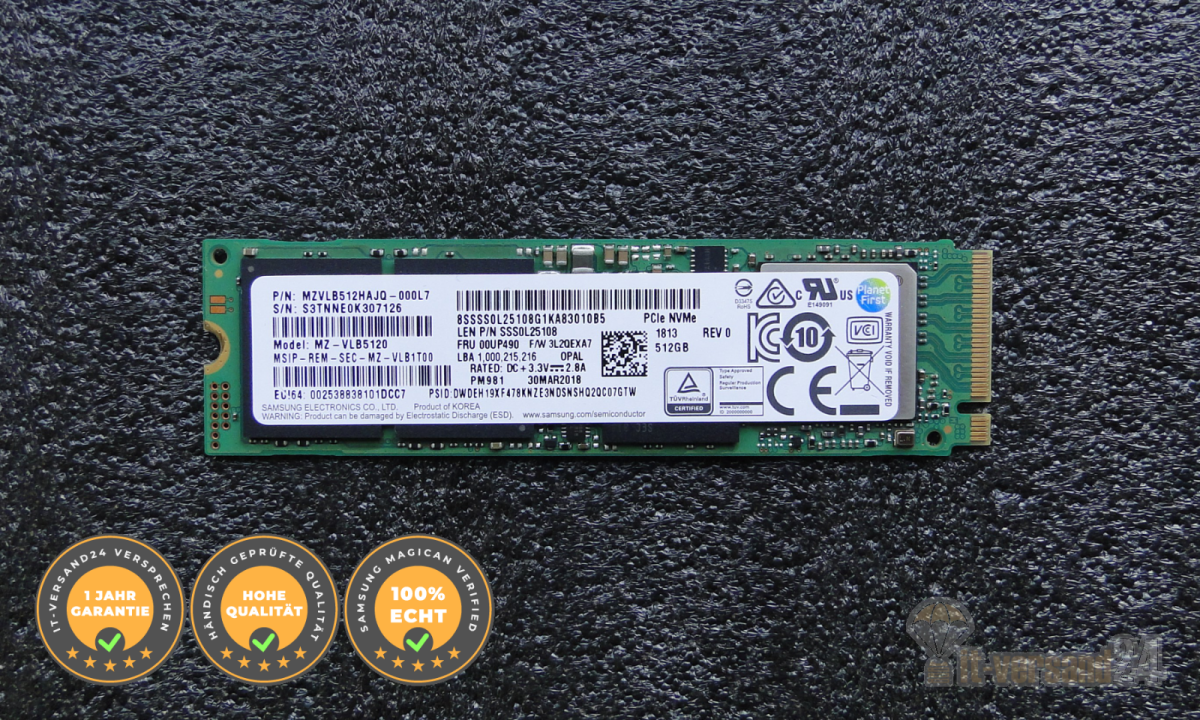 Samsung PM981 M.2 512GB NVMe SSD m.2 PCIe 3.0 NVMe MZVLB512HAJQ, 32,90 €
